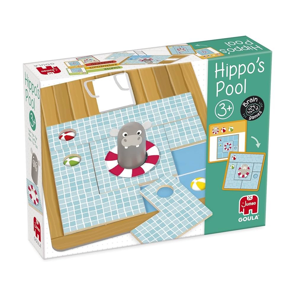 Goula Hippo’s Pool | Gioco Da Tavolo In Legno Per Bambini 3+ | Gioco Di Logica E Orientamento Con Carte Sfida